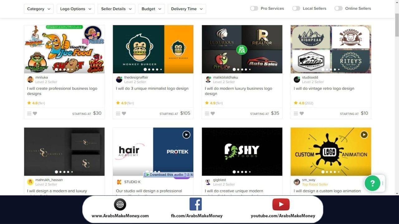 كيفية الربح من الانترنت للمبتدئين بطريقة سهلة ومضمونة 100% 4 الربح من تصميم شعارات المواقع من موقع فايفر