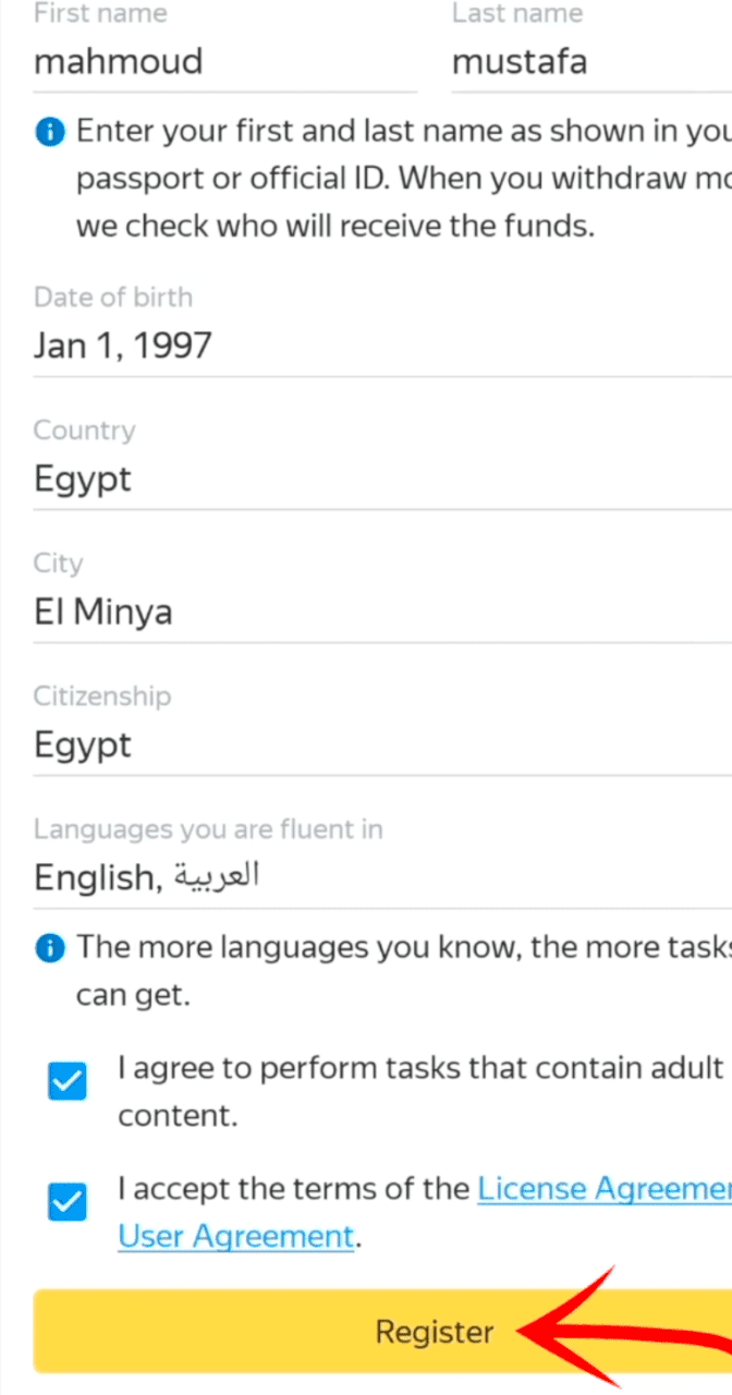 التسجيل في تطبيق الربح من الانترنت بدون رأس مال yandex toloka