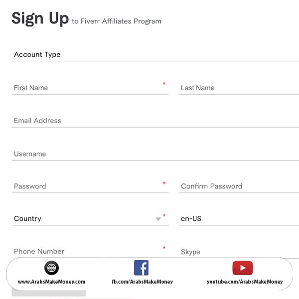 الاشتراك في برنامج التسويق بالعمولة لموقع فايفر fiver